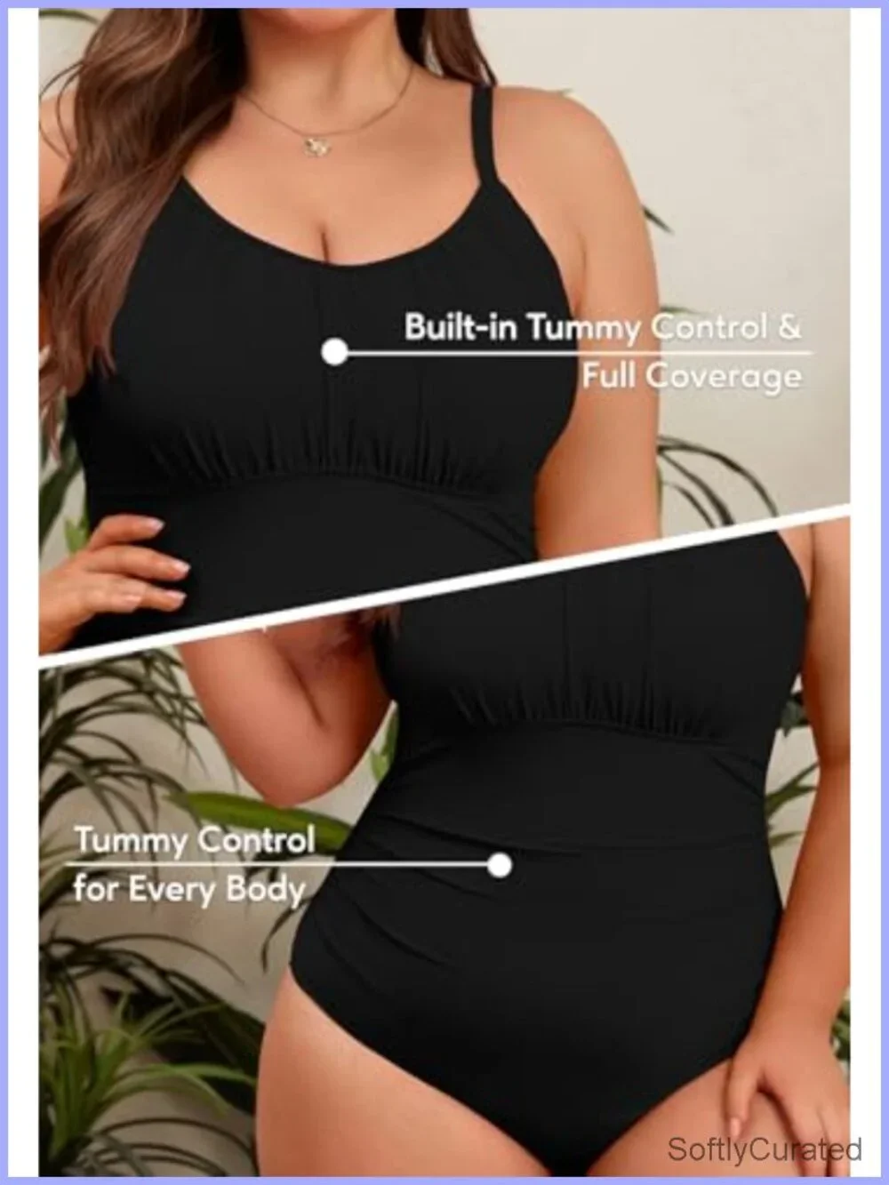 Plus Size One Piece Swimsuits Tummy Control Ruched Bathing Suits Full Coverage